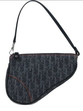 RARE CHRISTIAN DIOR BY GALLIANO 2005 Trotter Denim Monogram Saddle Y2K Handbag